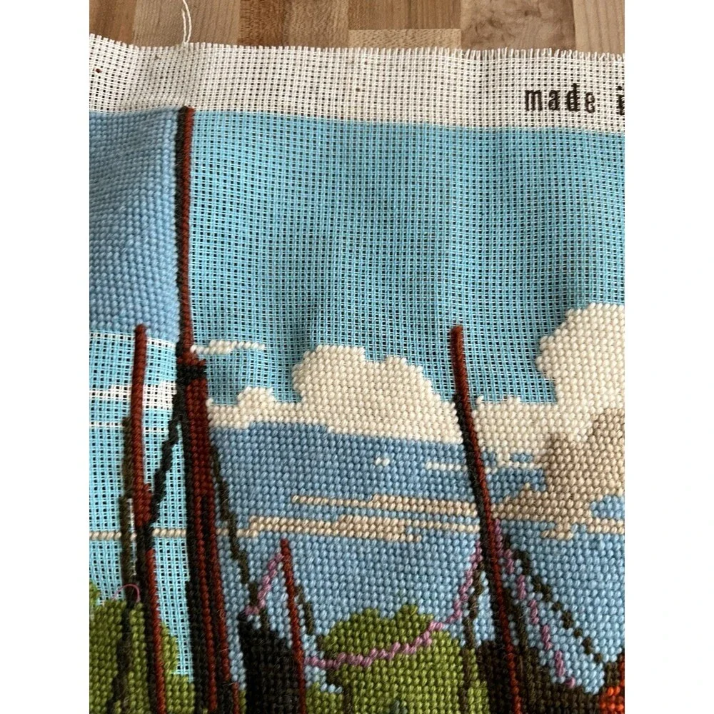 CEWEC Denmark Needlepoint Canvas C587-9 Work In Progress Boat Dock 17 x 23